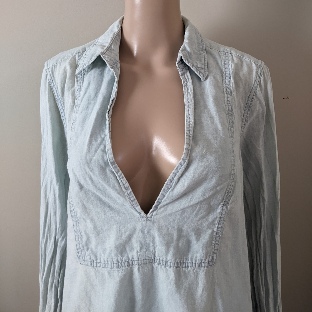 Free People linen V-neck Top, Women's Medium
